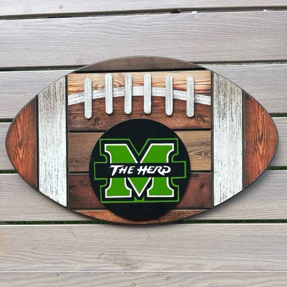 Marshall “THE HERD” Football Wood Decor Sign “3D” Hang on Door or Wall “Go Herd” - Picture 2 of 5